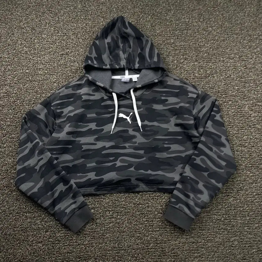 [BUNJANG] Puma Camouflage Crop Hoodie / 푸마 카모 플라쥬 크롭 후드티
