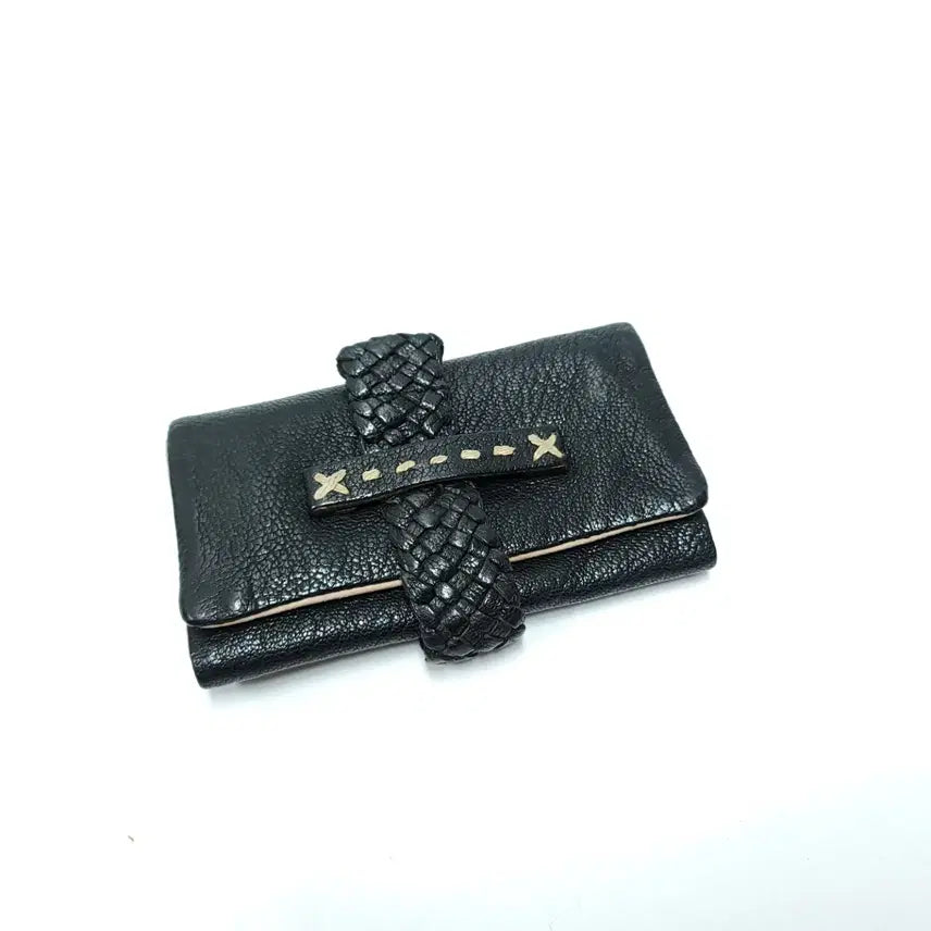 [BUNJANG] CUIR JOUER CUBE Italian Stitch Leather Weaving Key Holder Card Wallet / CUIR JOUER CUBE 큐리주이큐브 이태리 스티치 가죽위빙 키홀더 카드지갑 B812
