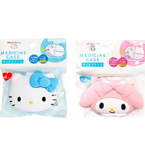 [BUNJANG] Sanrio Portable 4-Compartment Pill Case Organizer (Hello Kitty/My Melody) / 산리오 휴대용 알약 케이스 4칸 다용도 소품 수납함(키티/마멜)