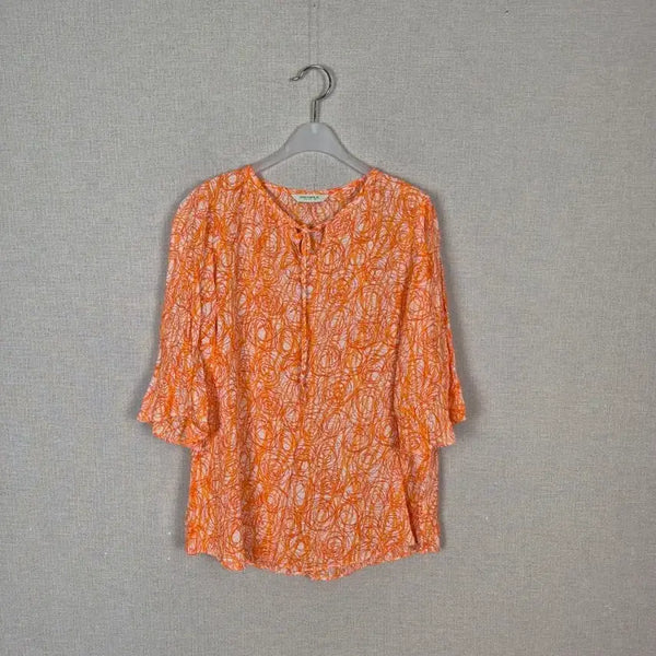 [BUNJANG] Crocodile Orange Pattern Blouse / (#95)크로커다일 오렌지 패턴 블라우스