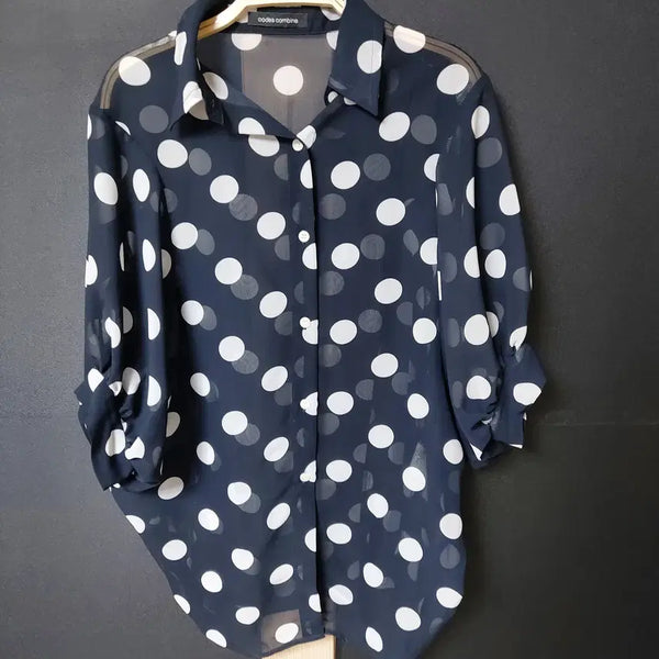 [BUNJANG] Code:z Combined Sheer Dot Pattern Blouse / 진짜만원 코데즈컴바인 시스루 44 55 블라우스