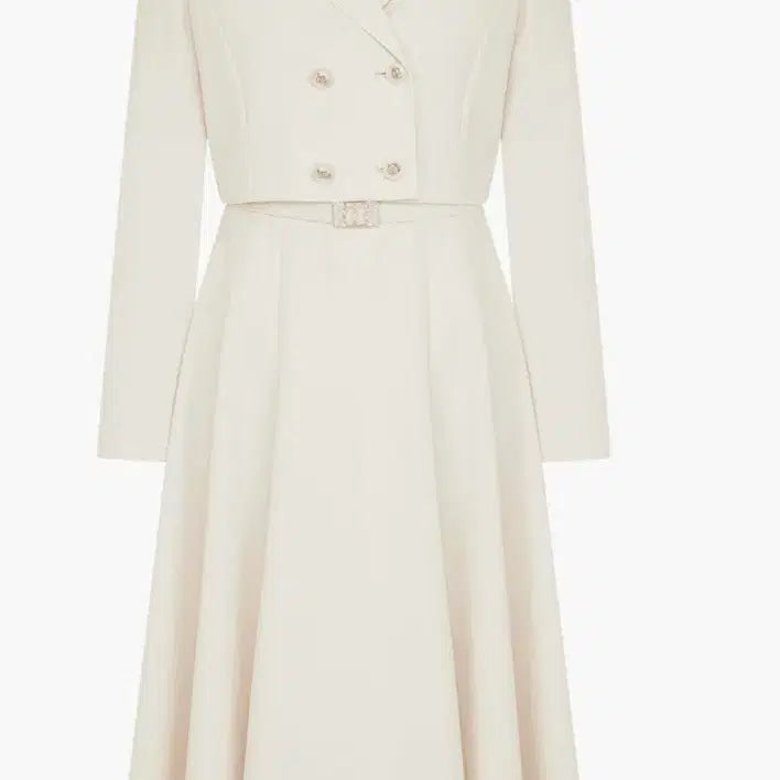 [BUNJANG] Kenneth Lady Double-Button Collar Long Dress Cream Size 66 / 케네스레이디 더블버튼 카라 롱원피스 크림 66