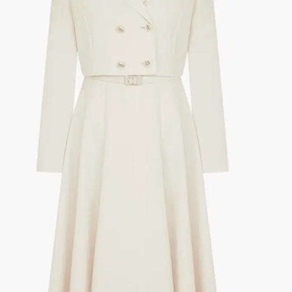 [BUNJANG] Kenneth Lady Double-Button Collar Long Dress Cream Size 66 / 케네스레이디 더블버튼 카라 롱원피스 크림 66
