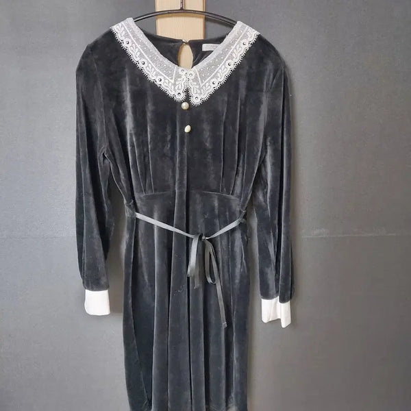 [BUNJANG] Velvet A-Line Midi Dress / 진짜만원 폴밍 벨벳 55 66 미디원피스