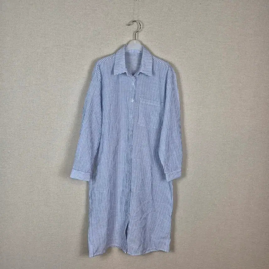 [BUNJANG] Blue Stripe Cotton Blend Shirt Dress / (#66,77추천/택X새상품)면혼방 블루스트라이프 셔츠 원피스