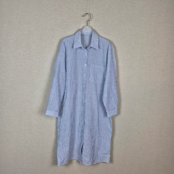 [BUNJANG] Blue Stripe Cotton Blend Shirt Dress / (#66,77추천/택X새상품)면혼방 블루스트라이프 셔츠 원피스