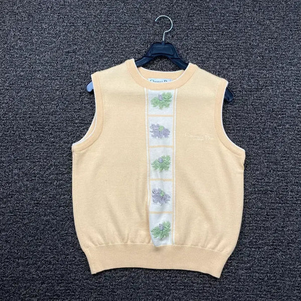 [BUNJANG] Christian Dior 90s Flower Knit Vest / 크리스찬 디올 90s 플라워 니트 베스트