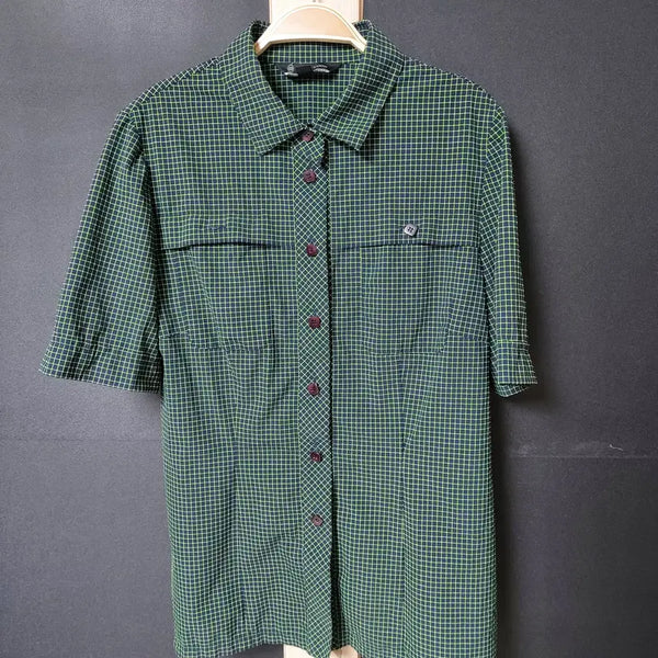[BUNJANG] Clara Yoon Women's Checkered Shirt Green Size 77 / 진짜만원 어머님명품 클라라윤 체크셔츠 77 그린
