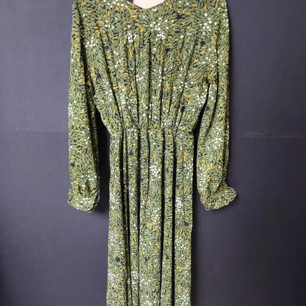 [BUNJANG] Linen-Feel Long Dress - Leaf Pattern / 진짜만원 풀잎모양 린넨느낌 롱원피스 55 66