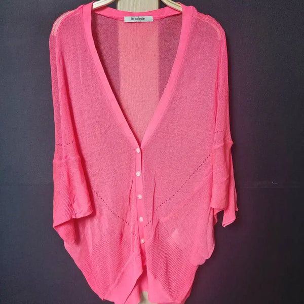 [BUNJANG] Le Corto Batwing Sleeve Summer Cardigan Pink / 진짜만원 55~88 린 르코르테 가오리핏 여름가디건 핑크