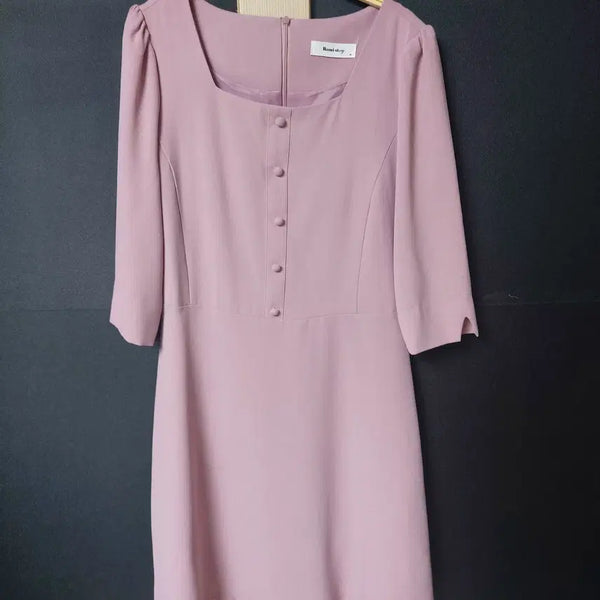 [BUNJANG] Romistory Square Neck Midi Dress Pink / 로미스토리 스퀘어넥 미디원피스 M 핑크