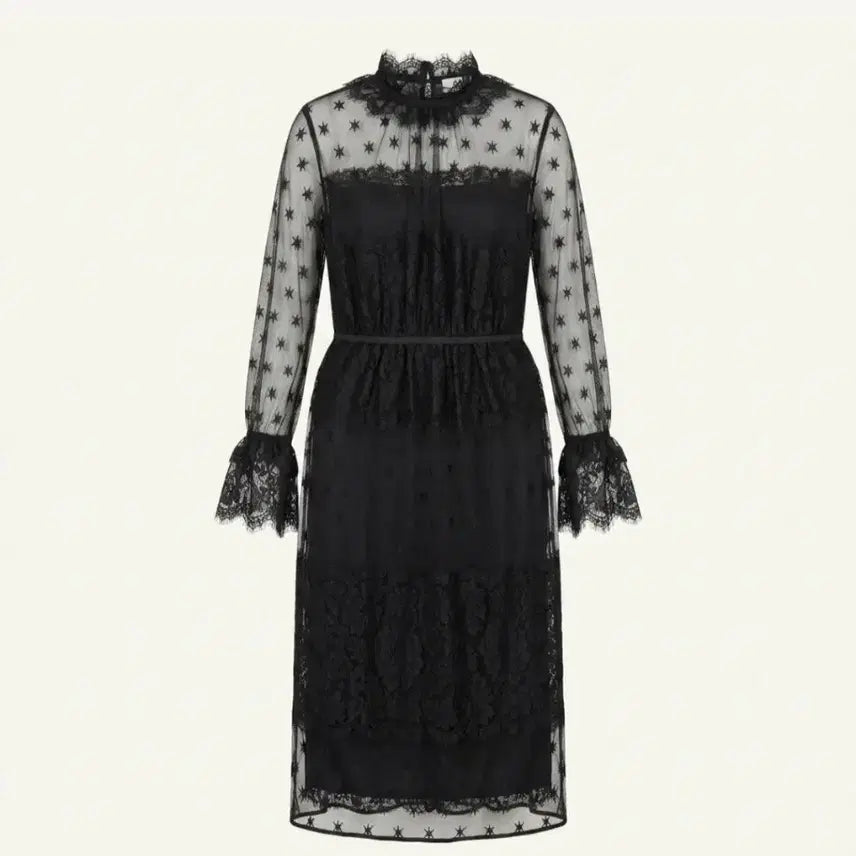 [BUNJANG] Objet Sheer Lace Long Dress / 오브제 시스루 레이스 롱원피스 한섬오브제