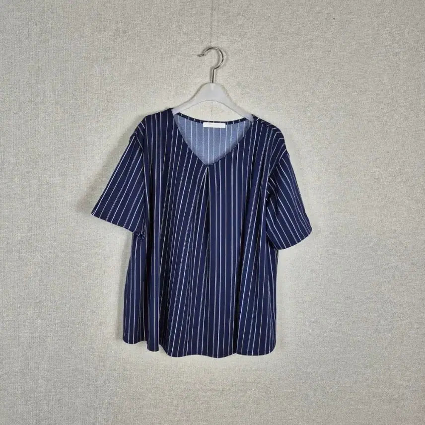 [BUNJANG] Navy Stripe V-Neck Blouse / (#88,99추천)빅사이즈 네이비 스트라이프 브이넥 블라우스