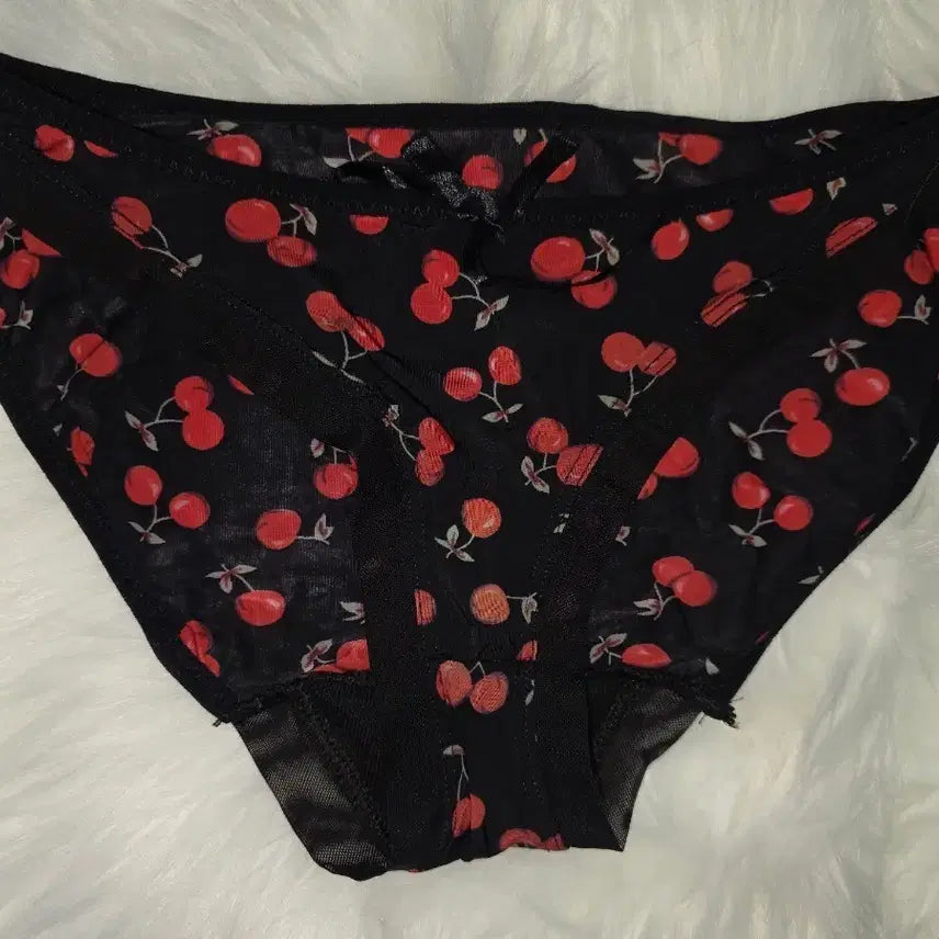 [BUNJANG] Cherry Pattern Silky Lingerie (Used) / 체리 패턴 속옷 실키 중고