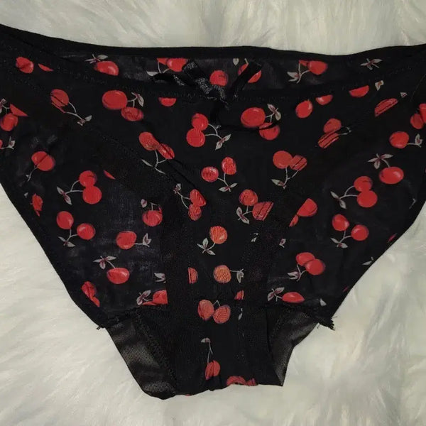 [BUNJANG] Cherry Pattern Silky Lingerie (Used) / 체리 패턴 속옷 실키 중고