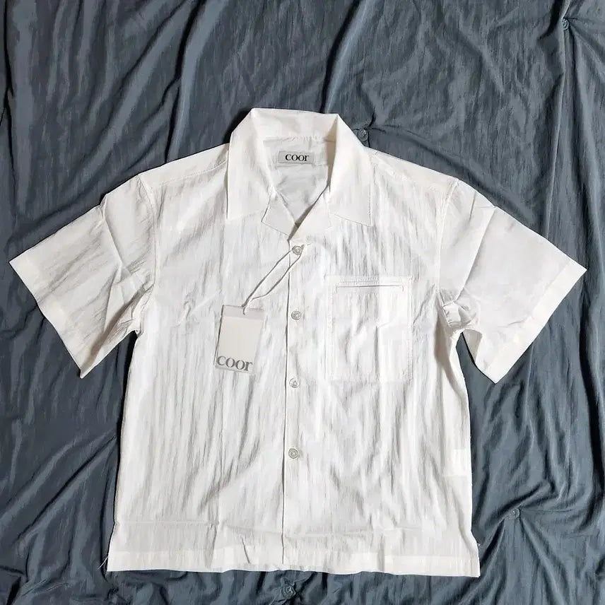 [BUNJANG] COOR Natural Wrinkle Crop Short Sleeve Shirt / 쿠어 COOR 내추럴 링클 크롭 반팔 셔츠