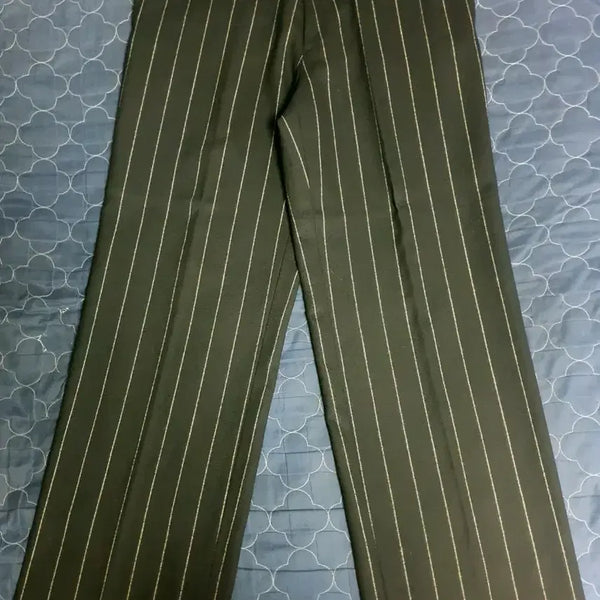[BUNJANG] Time Postmodern Classic Stripe Stretch Semi-Flare Slacks Black / 타임 포스트모던 클래식 스트라이프 스트레치 세미플레어 슬랙스 블랙 (32)