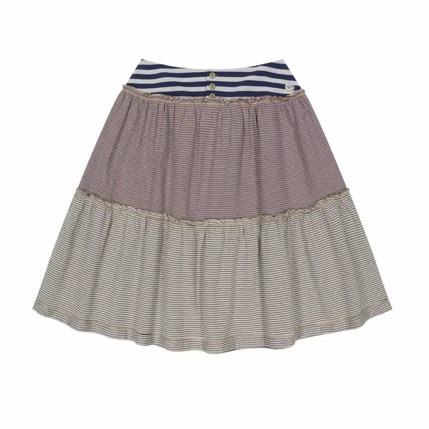 [BUNJANG] Koiseo Colored Stripe Midi Skirt - Grey Beige / 코이세이오 컬러드 스트라이프 미디 스커트 그레이 베이지 2