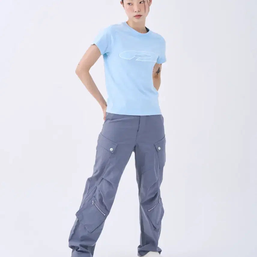 [BUNJANG] Round Neck Short Sleeve T-shirt Sky Blue / 라운드넥 반팔 티셔츠 하늘색 무신사 fdr