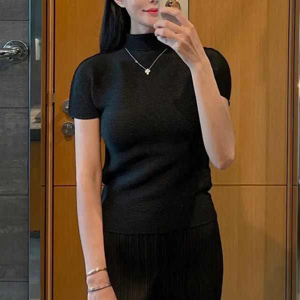 [BUNJANG] Issey Miyake Pleats Top Black F / 미 이세이미야케 플리츠 탑 블랙 F