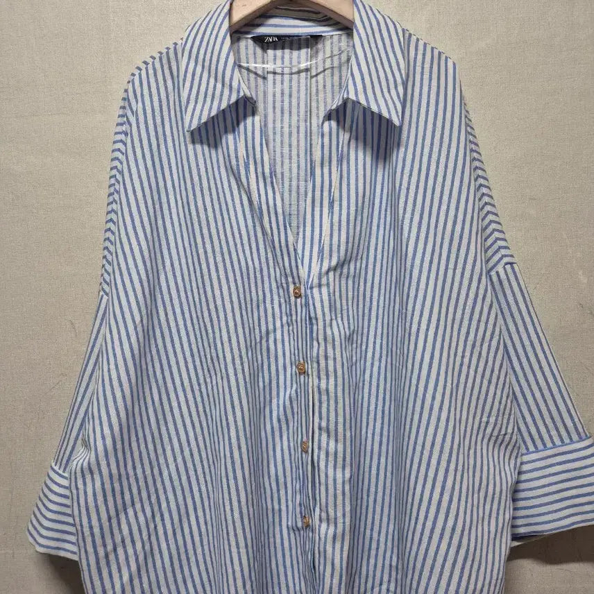 [BUNJANG] Zara Striped Linen Shirt / 자라 스트라이프 린넨 셔츠