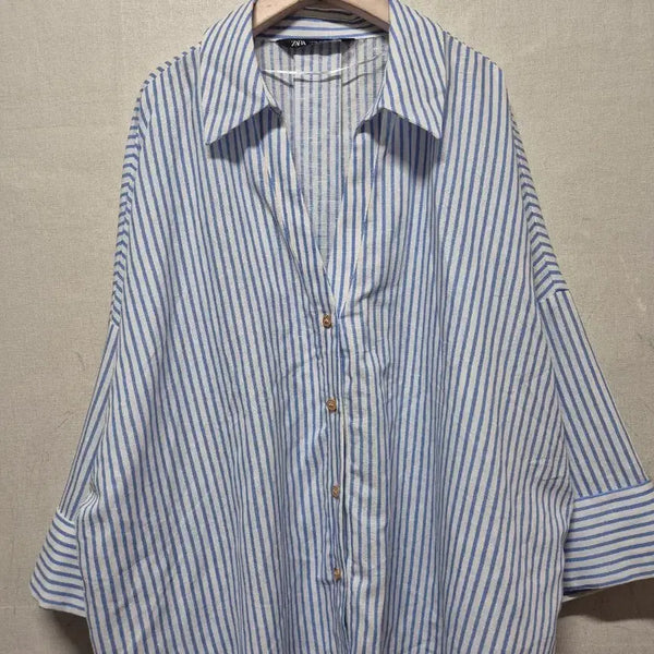 [BUNJANG] Zara Striped Linen Shirt / 자라 스트라이프 린넨 셔츠