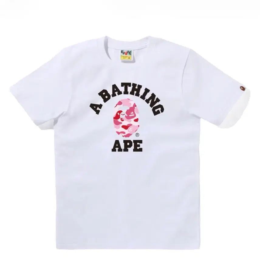 [BUNJANG] BAPE ABC Camo Logo T-Shirt White Pink / 베이프 ABC 카모 티셔츠 화이트 핑크