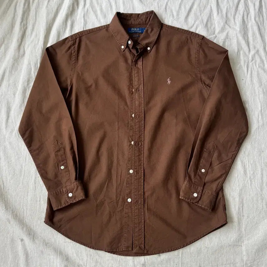 [BUNJANG] Polo Ralph Lauren Classic Fit Garment Dyed Brown Shirt M / 폴로랄프로렌 클래식핏 가먼트다이 브라운 셔츠 M