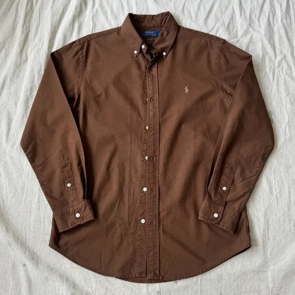 [BUNJANG] Polo Ralph Lauren Classic Fit Garment Dyed Brown Shirt M / 폴로랄프로렌 클래식핏 가먼트다이 브라운 셔츠 M