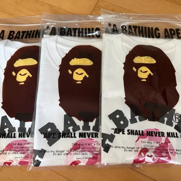 [BUNJANG] BAPE ABC Camo Logo Short Sleeve T-Shirt White Pink / 베이프 ABC 카모 로고 반팔 티셔츠 화이트 핑크