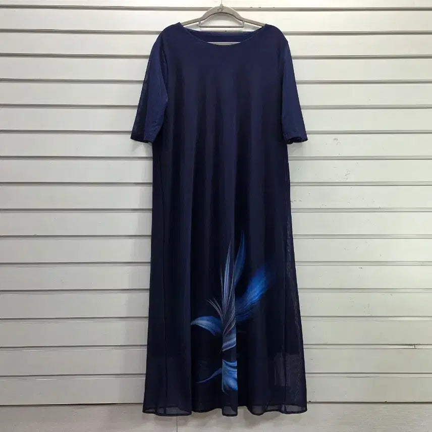 [BUNJANG] Navy 3/4 Sleeve Long Dress (Size 66) / 네이비 칠부소매  부인복 롱원피스 66/보물찾기천사