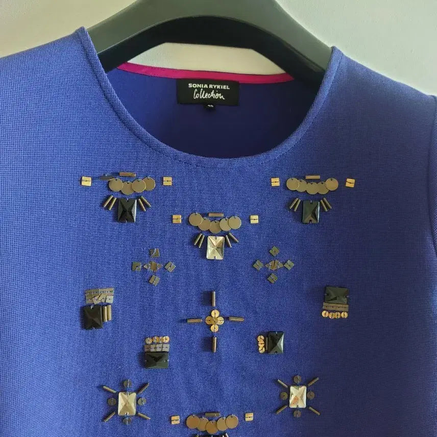 [BUNJANG] Sonia Rykiel Purple Beaded Dress / 소니아 리키엘  퍼플 비즈원피스