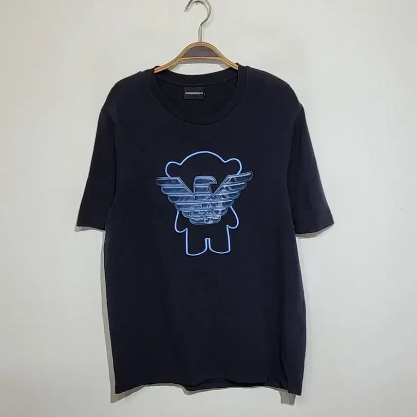 [BUNJANG] Emporio Armani Men's Spandex Big Logo T-Shirt (Ink Blue, M) / (M) 엠포리오 아르마니 반팔티 진곤색 스판 빅로고 티셔츠 매장판