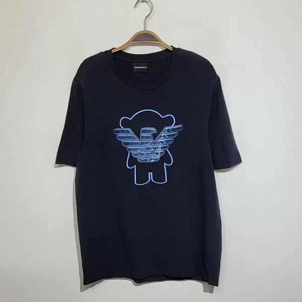 [BUNJANG] Emporio Armani Men's Spandex Big Logo T-Shirt (Ink Blue, M) / (M) 엠포리오 아르마니 반팔티 진곤색 스판 빅로고 티셔츠 매장판
