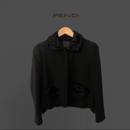 [BUNJANG] Fendi Vintage Fur Trimmed Jacket Black Acetate Silk Blend / FENDI 빈티지 퍼 디테일 자켓