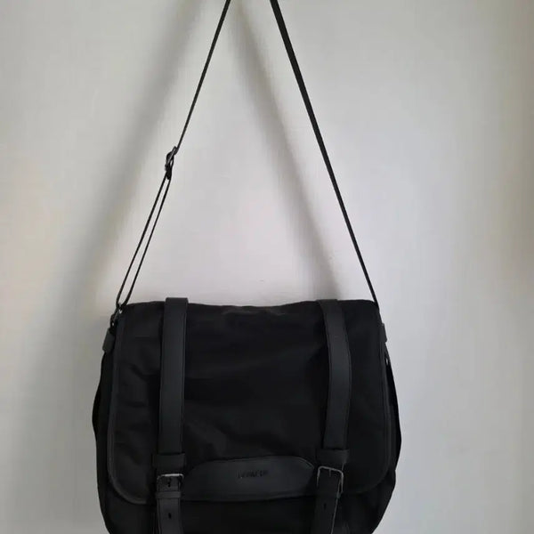 [BUNJANG] Lacoste Nylon Leather Messenger Bag / 라코스테 메신저백