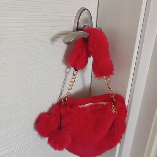 [BUNJANG] Fur Bag Red / 퍼 소재 백 레드
