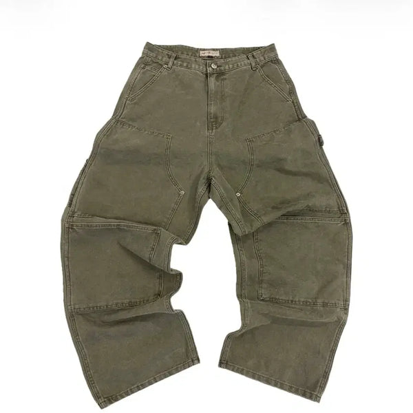 [BUNJANG] Aoiro Cut Double Knee Pants Olive / [3] 아오이로 커티드 더블니 팬츠 올리브