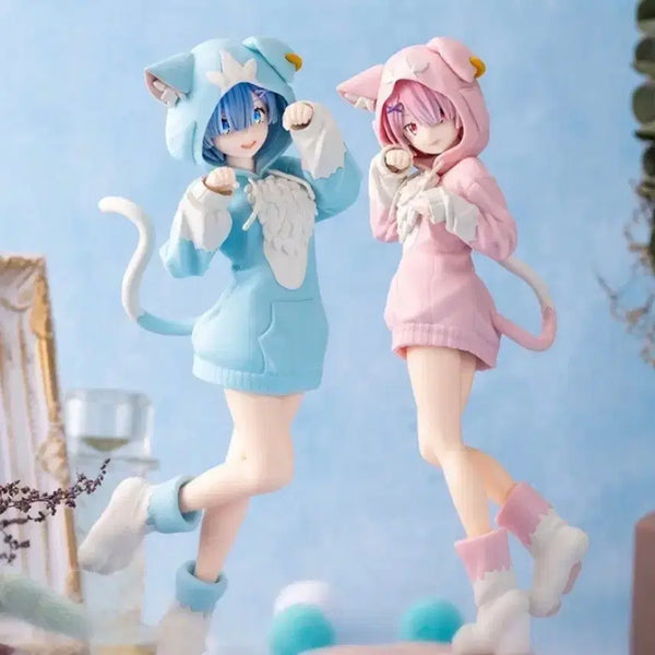 [BUNJANG] Re:Zero Rem Ram Cat Hoodie Figure Bundle Set (Sealed) / 일괄) 리제로 렘 람 고양이 후드 피규어