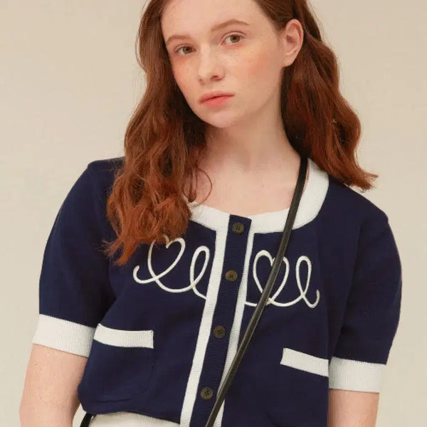 [BUNJANG] oioi Short-Sleeve Cardigan Navy / 오아이오아이 oioi  반팔 가디건