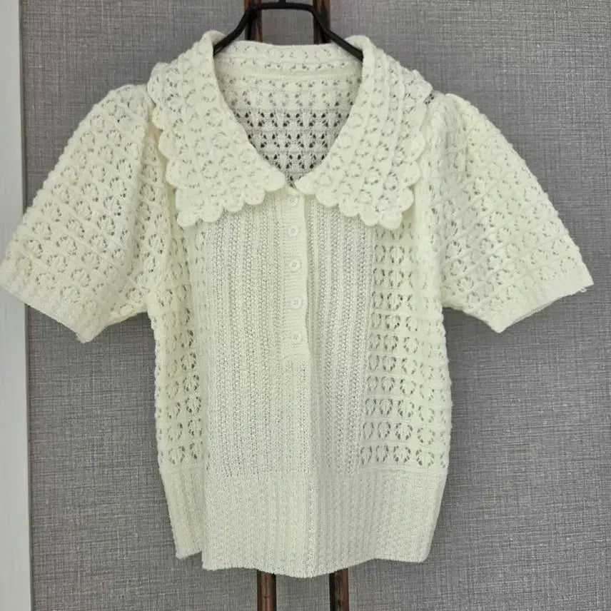 [BUNJANG] Volume Sleeve Crochet Knit / 볼륨소매 크로쉐니트