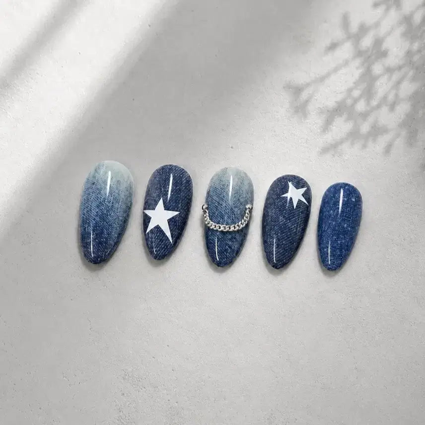 [BUNJANG] Denim Handmade Nail Tips / 데님 수제 네일팁
