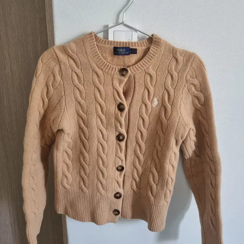 [BUNJANG] Polo Ralph Lauren Beige Cable Knit Cardigan Women's Size 44 / 폴로 랄프로렌 베이지 가디건