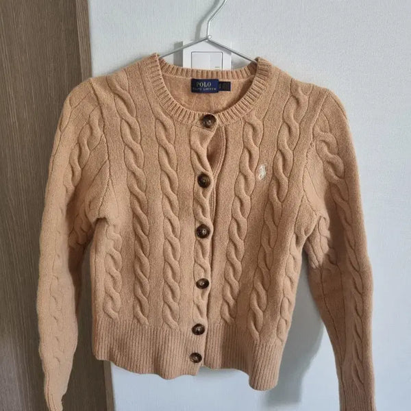 [BUNJANG] Polo Ralph Lauren Beige Cable Knit Cardigan Women's Size 44 / 폴로 랄프로렌 베이지 가디건
