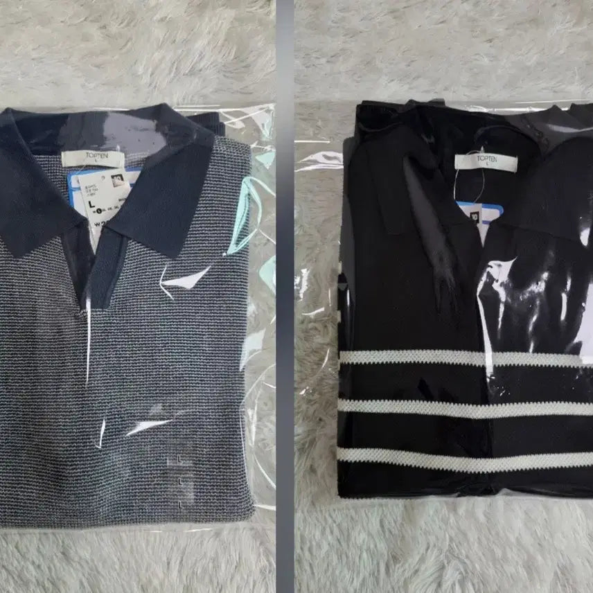 [BUNJANG] TOPTEN Men's Cool-Lite Open Collar Sweater Bundle Set (Navy, L) / 새상품>탑텐 남성 쿨라이트 오픈카라 스웨터 2개 일괄/탑텐 남성 워셔블 여름 니트티