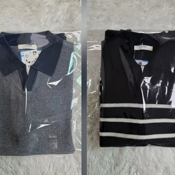 [BUNJANG] TOPTEN Men's Cool-Lite Open Collar Sweater Bundle Set (Navy, L) / 새상품>탑텐 남성 쿨라이트 오픈카라 스웨터 2개 일괄/탑텐 남성 워셔블 여름 니트티