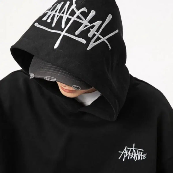 [BUNJANG] Stussy Logo Embroidered Hoodie (Black, Size L) / 스투시 후드티 L사이즈