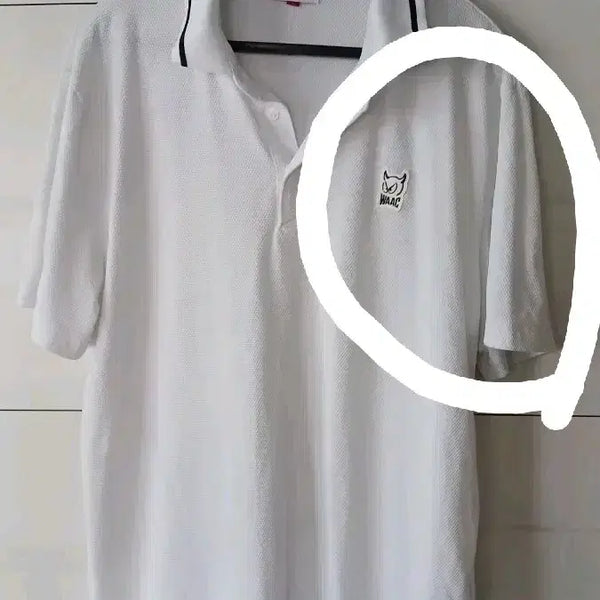 [BUNJANG] Waac Golf Wear Short Sleeve Polo Shirt White Size 100 / 왁 waac  골프웨어 반팔 카라티 화이트 호칭3  100사이즈 세탁이염앞면