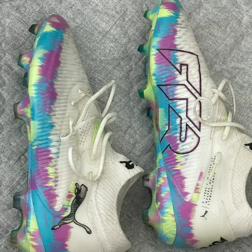 [BUNJANG] Puma Future 8 Ultimate FG Soccer Cleats - White/Purple/Sky/Lime - Size 295 / 푸마 퓨처8 얼티메이트 295