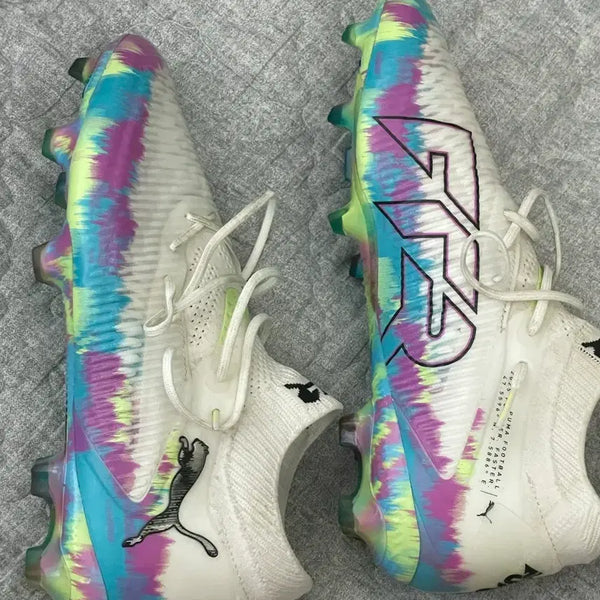 [BUNJANG] Puma Future 8 Ultimate FG Soccer Cleats - White/Purple/Sky/Lime - Size 295 / 푸마 퓨처8 얼티메이트 295